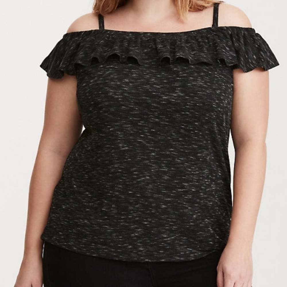 Torrid Ribbed Marked Off Shoulder Knit Top‎